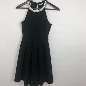 Soprano Pleated Embellished Black Dress Size XS